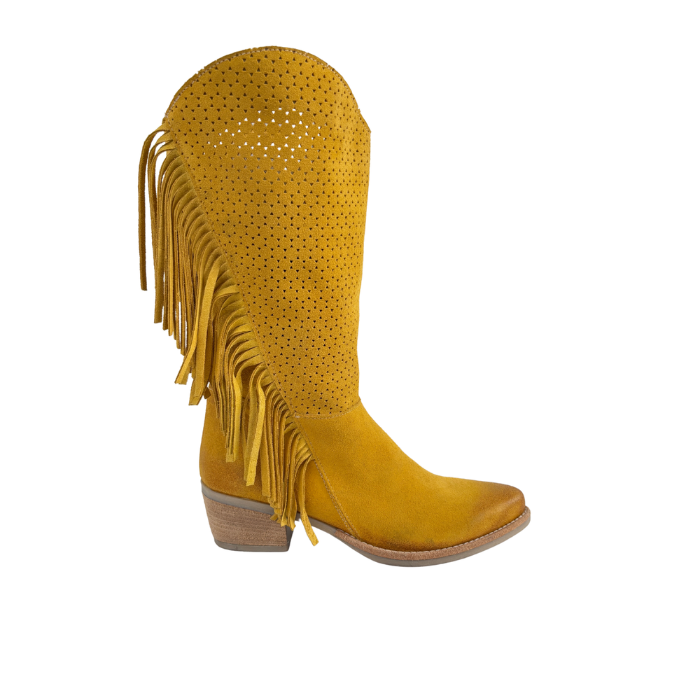 Stivale Texano Senape con Frange – Senape