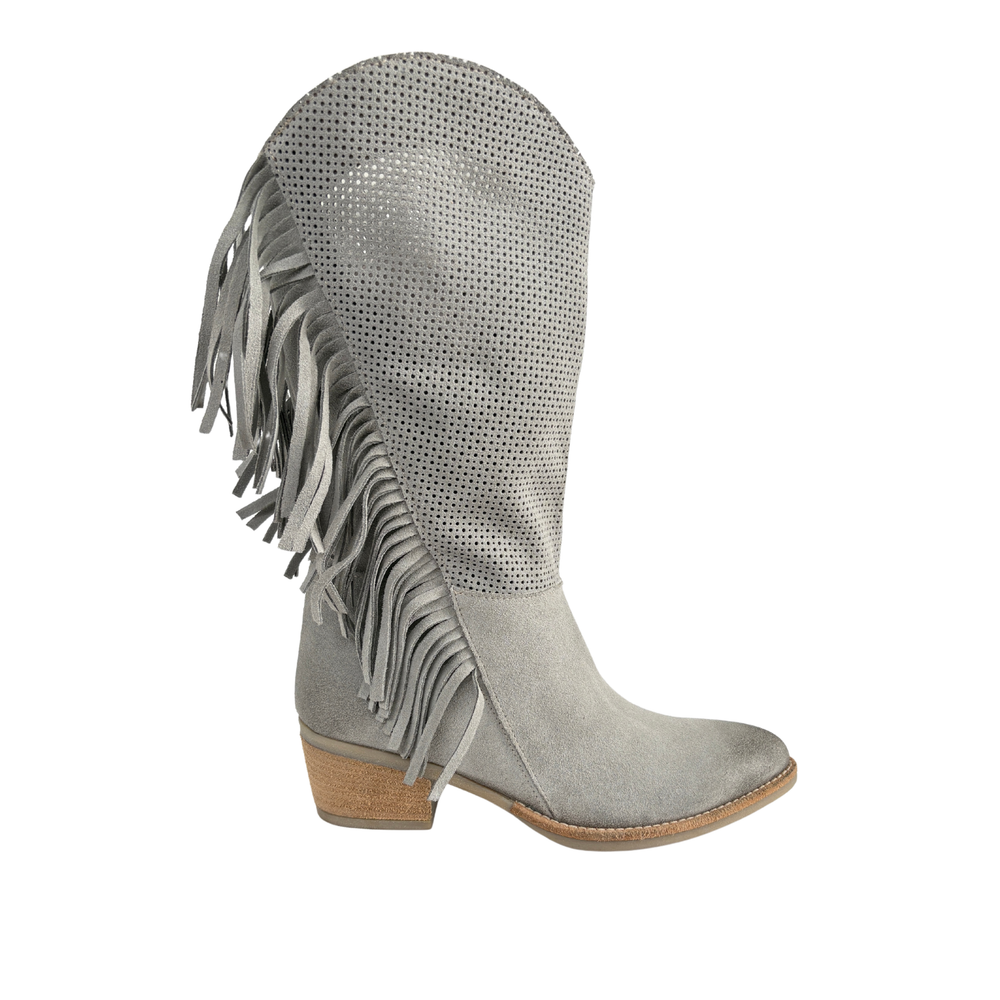 Stivale Texano Grigio con Frange – Grigio