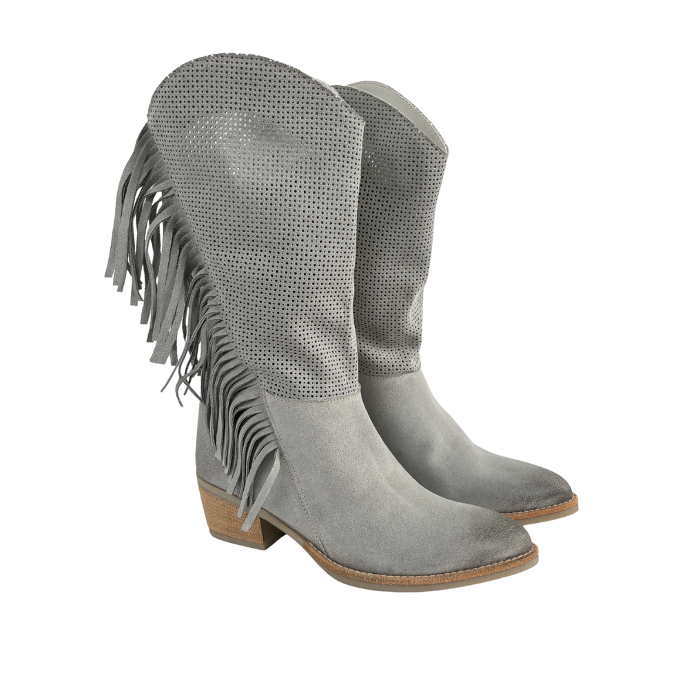 Stivale Texano Grigio con Frange – Grigio