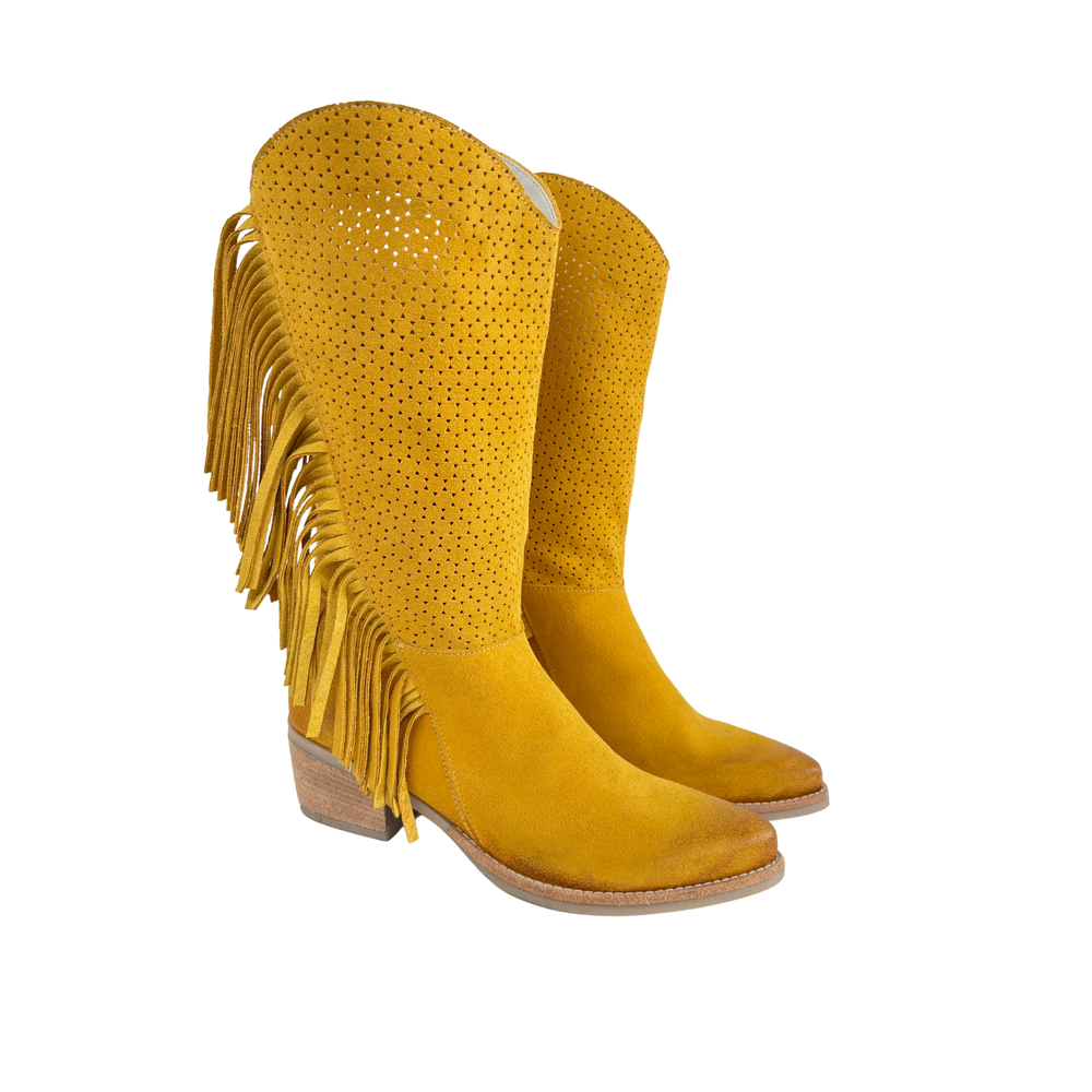 Stivale Texano Senape con Frange – Senape
