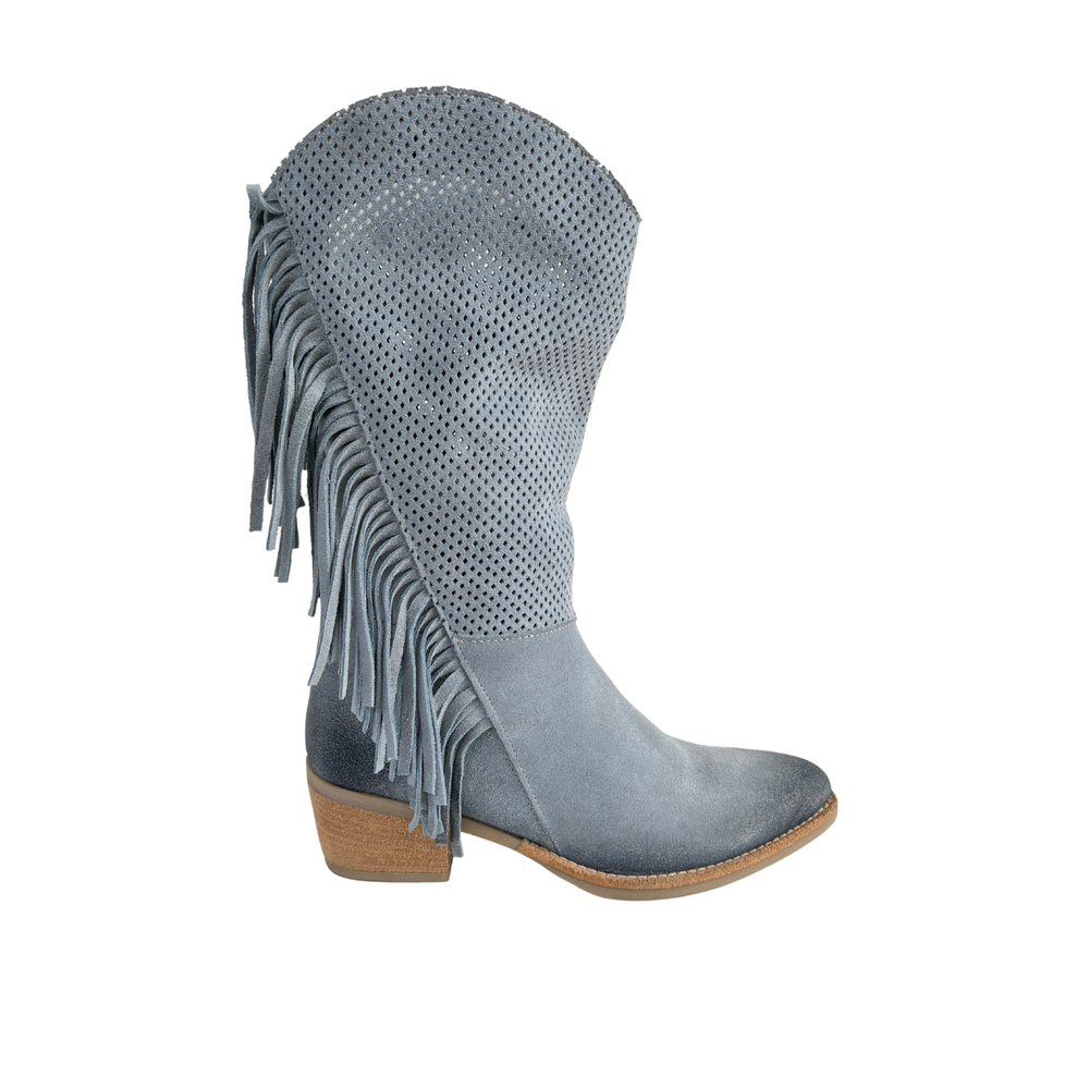 Stivale Texano Azzurro con Frange – Azzurro
