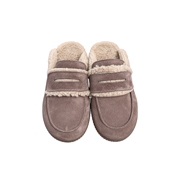 Sabot Donna in Camoscio con Interno PELLICCIA - TORTORA ART 90