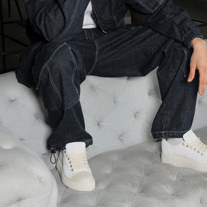 Sneakers platform con punta gommata - Panna