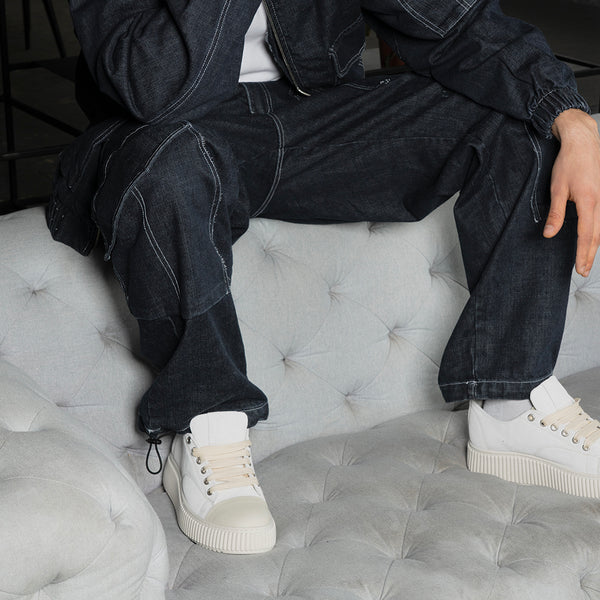 Sneakers platform con punta gommata - Panna